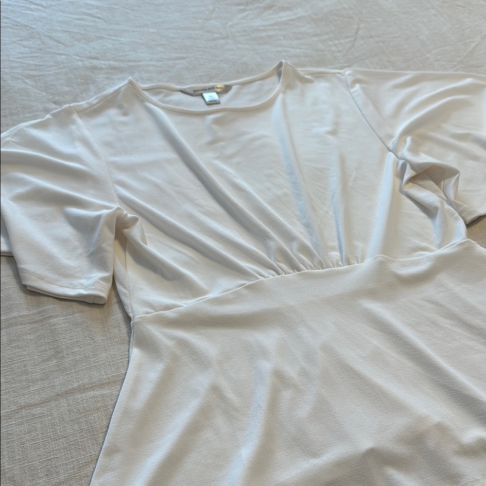 Banana Republic White Asymmetrical Ruched Blouse